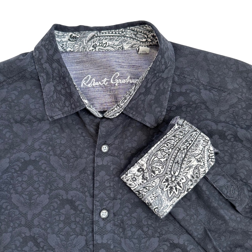Robert Graham 2XL Black Paisley Print Long Sleeve Classic Fit Button Down‎